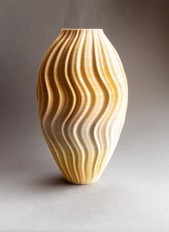 flame vase, yellow/white porcelain