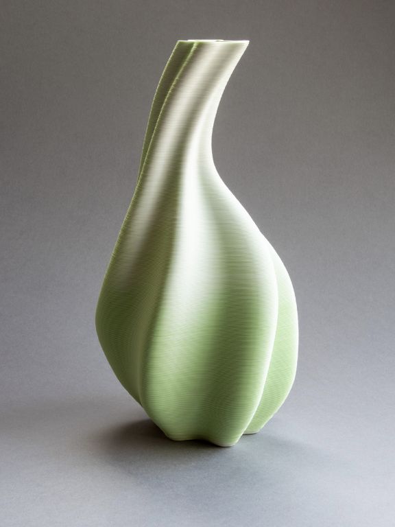 Gourd, green/white porcelain