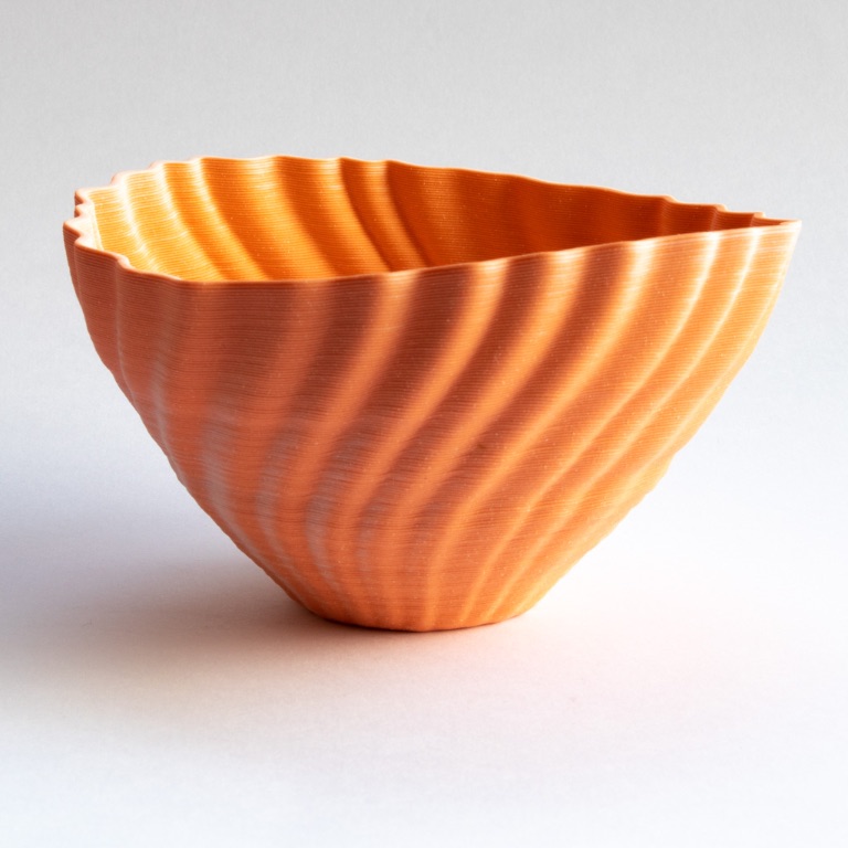 Shell bowl, orange porcelain